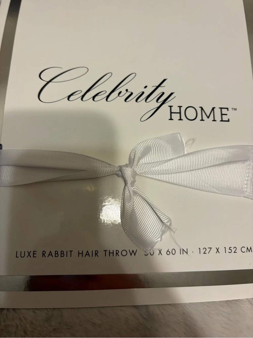 Celebrity Home Luxe Rabbit Hair Throw Blanket - Light Gray